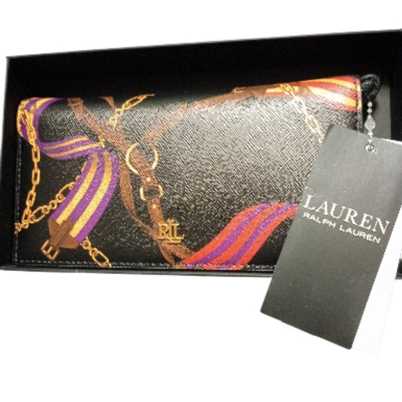 Ralph Lauren Multi Color/Black Chain Wallet, Gift Boxed, NWT - Picture 2 of 7